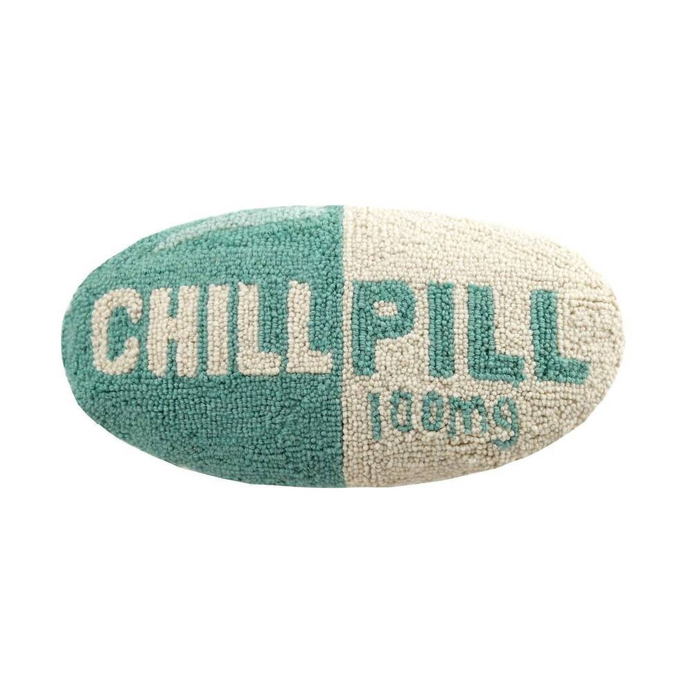NEW PEKING HANDICRAFT unisex chill pill hook pillow in teal/sage